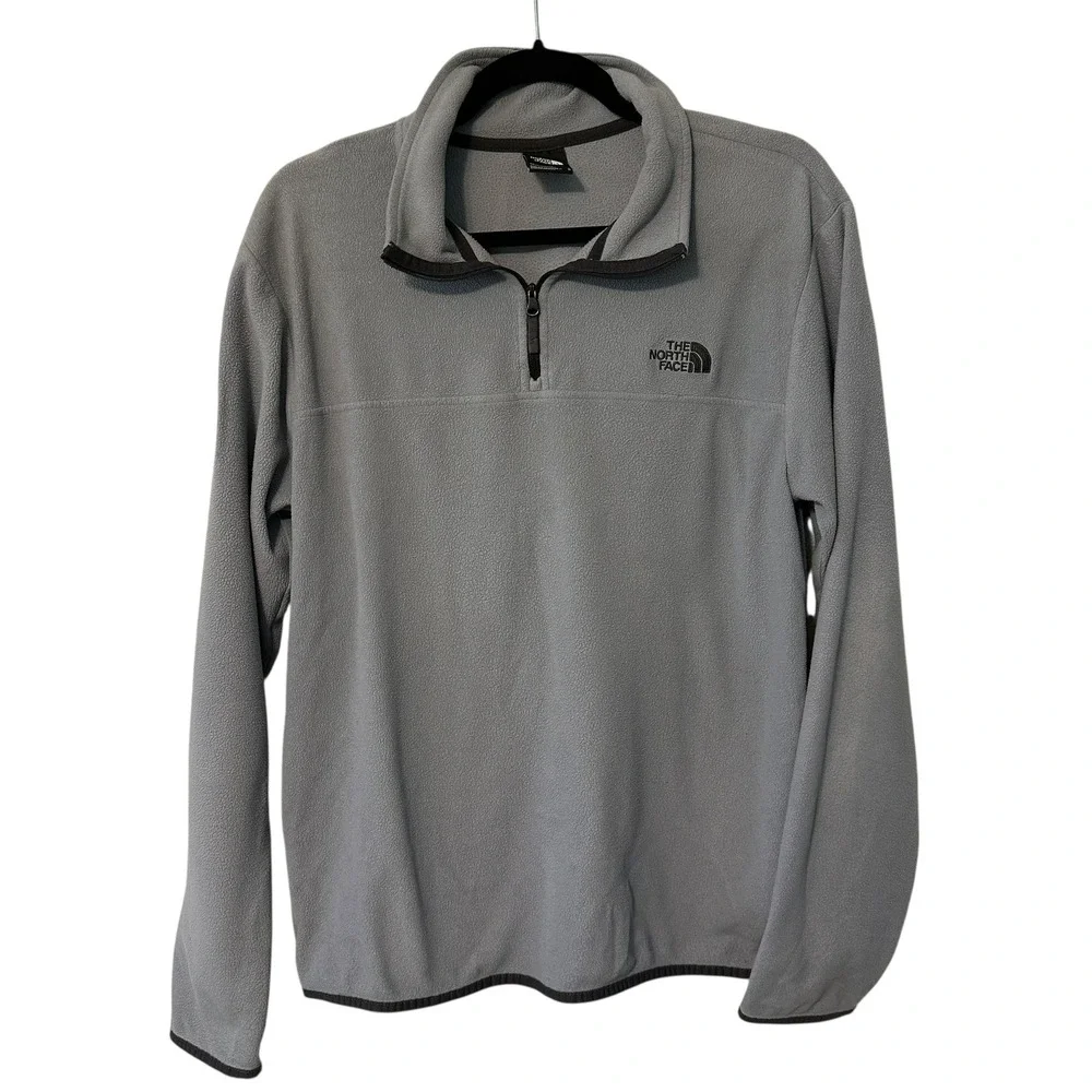The North Face Mens Gray Fleece‎ Quarter Zip Pullover Long Sleeve Shirt Size L